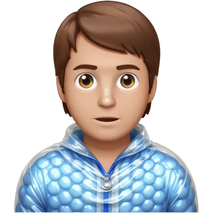 Brown haired man wrapped in bubble wrap emoji