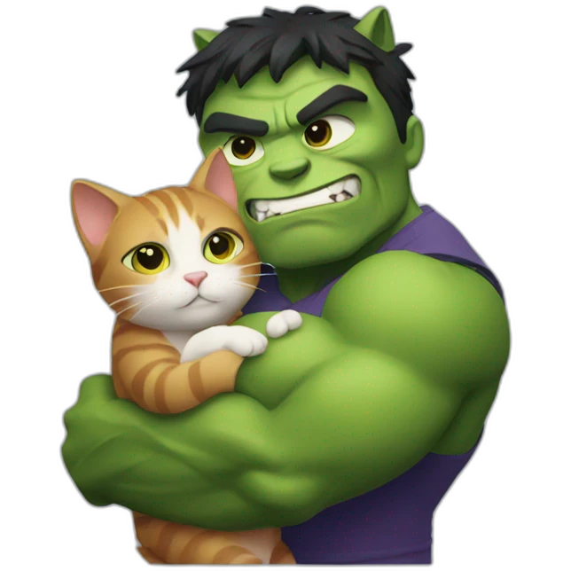 cat with hulk hugging emoji