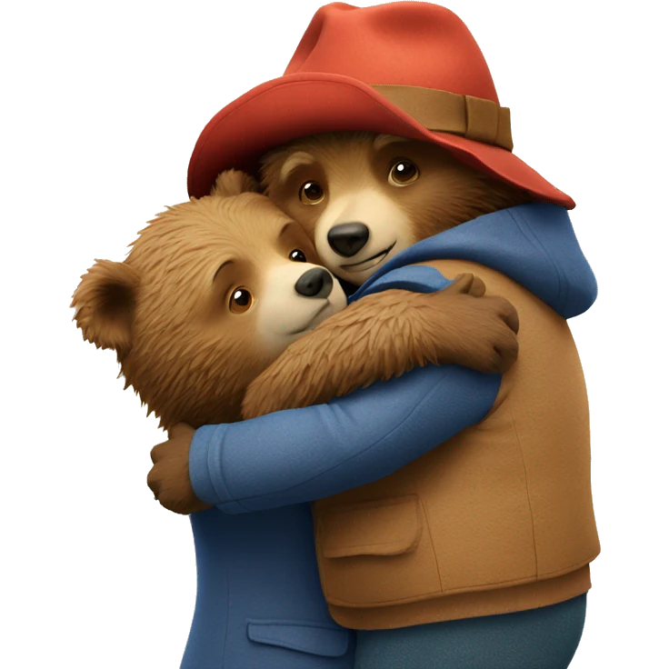 Paddington hugs another bear emoji