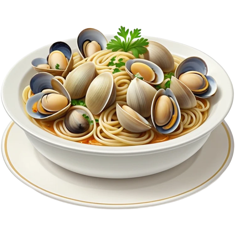 Spaghetti alle vongole in a porcelain plate emoji