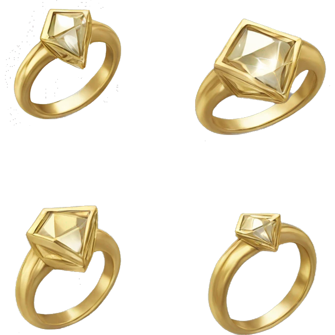Angelic Healing Diamond Crystal amulet gold ring emoji