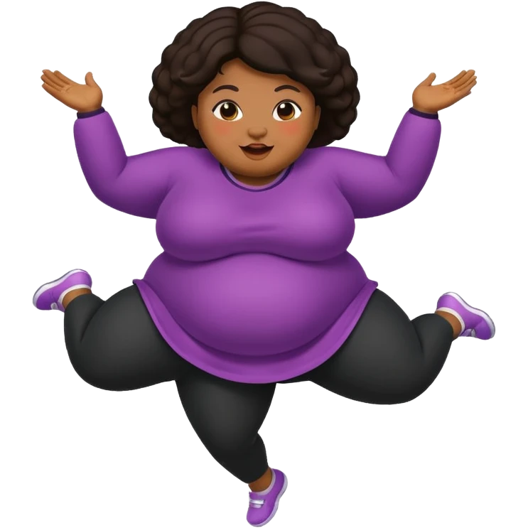 Black obesity lady jumping  emoji