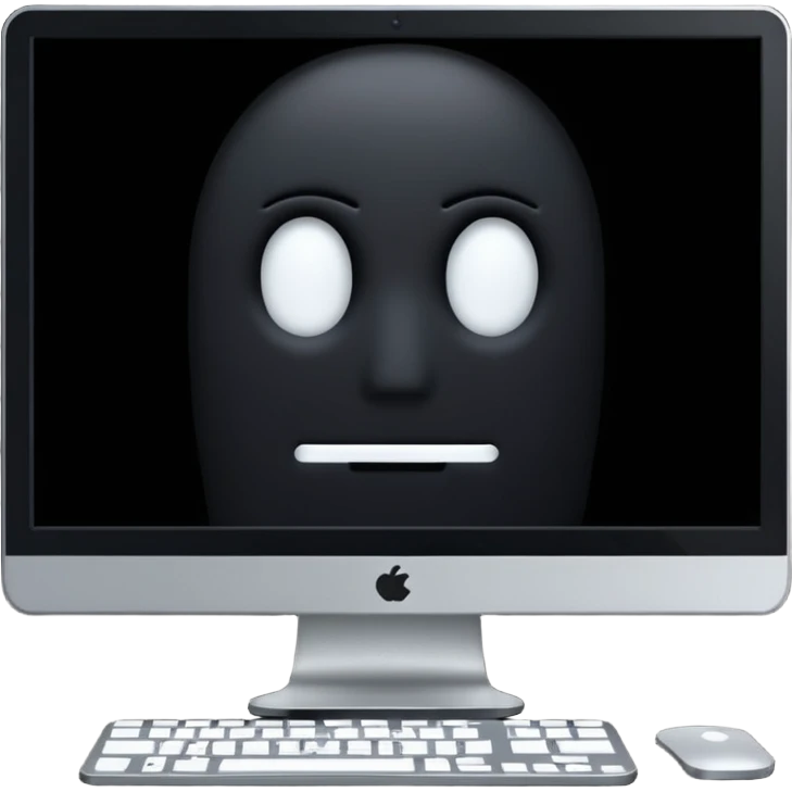 make a computer screen with a error emoji no face like a glitch remove the face that's important emoji
