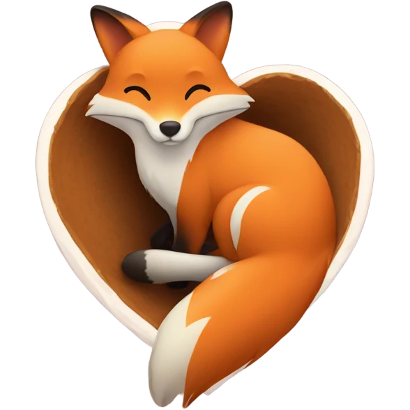 Heart with fox inside emoji