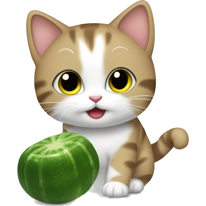Kitty doing cucumber pack emoji