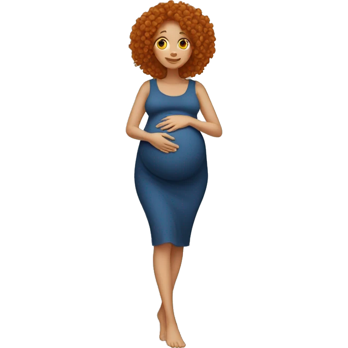 pregnant woman with ginger curly hair emoji