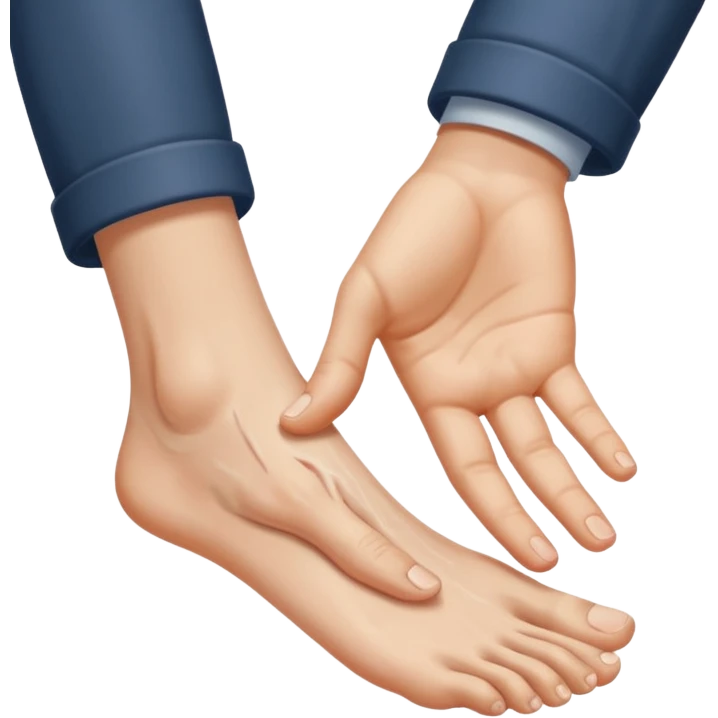 a person's hand is trying to touch another person's  foot emoji