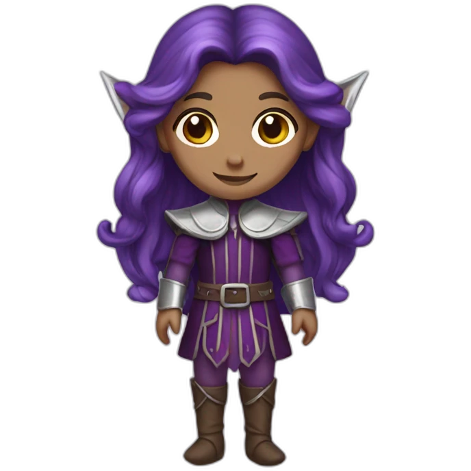 elf with brown long hair and dark purple and silver outfit  emoji
