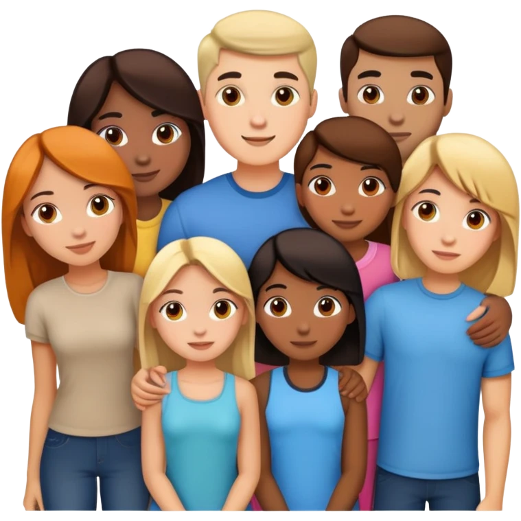 Group of 6 friends, 3 guys and 3 girls emoji