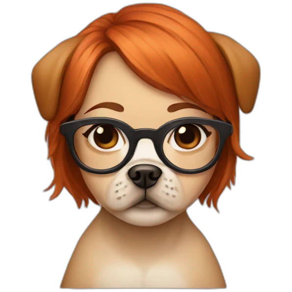 Red-haired girl with glasses and a pug emoji