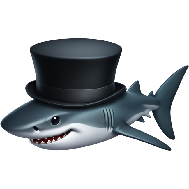Shark with a top hat emoji