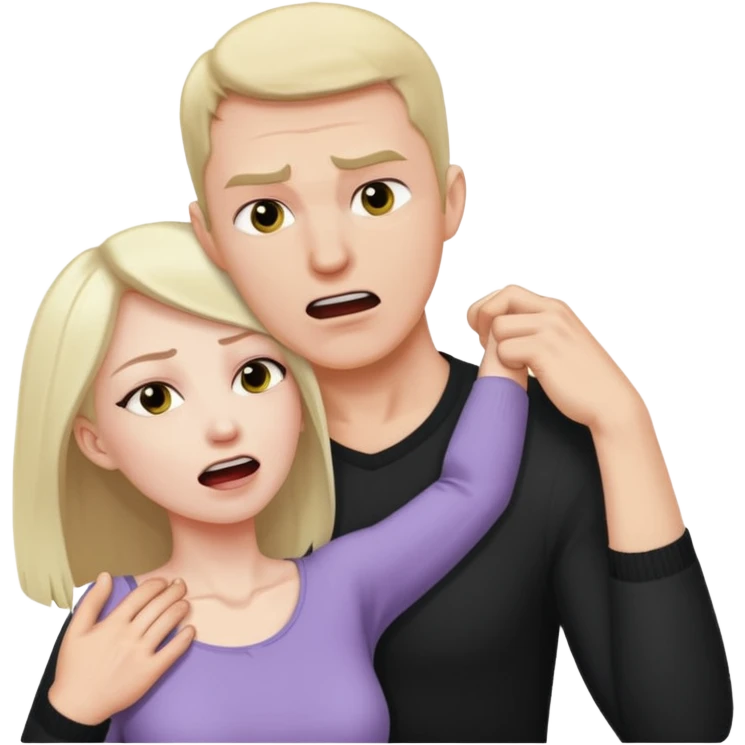 Un homme possessif qui essaye d’attraper le cou de sa femme emoji