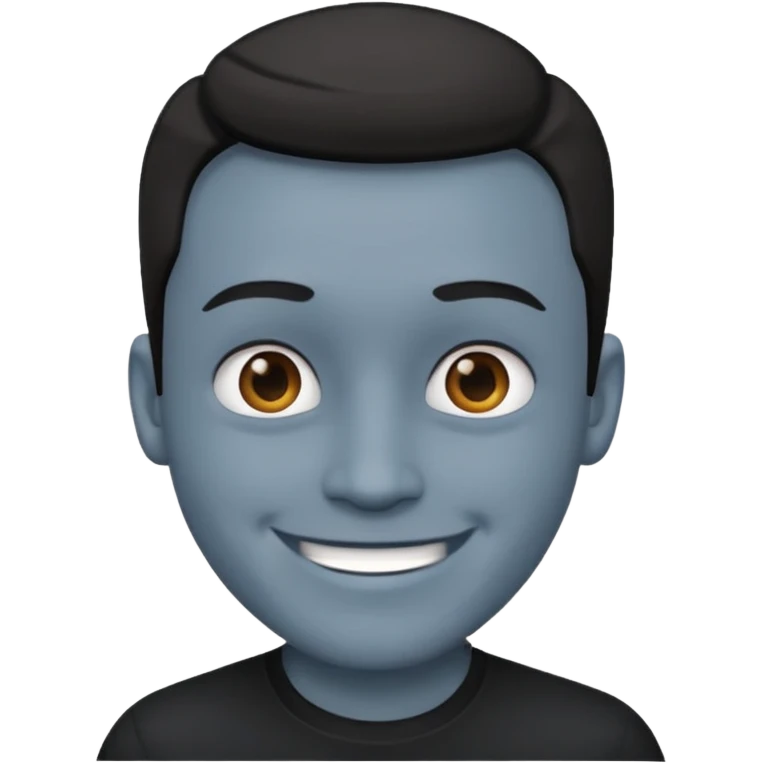 blue grey skin man, wear black shirt emoji