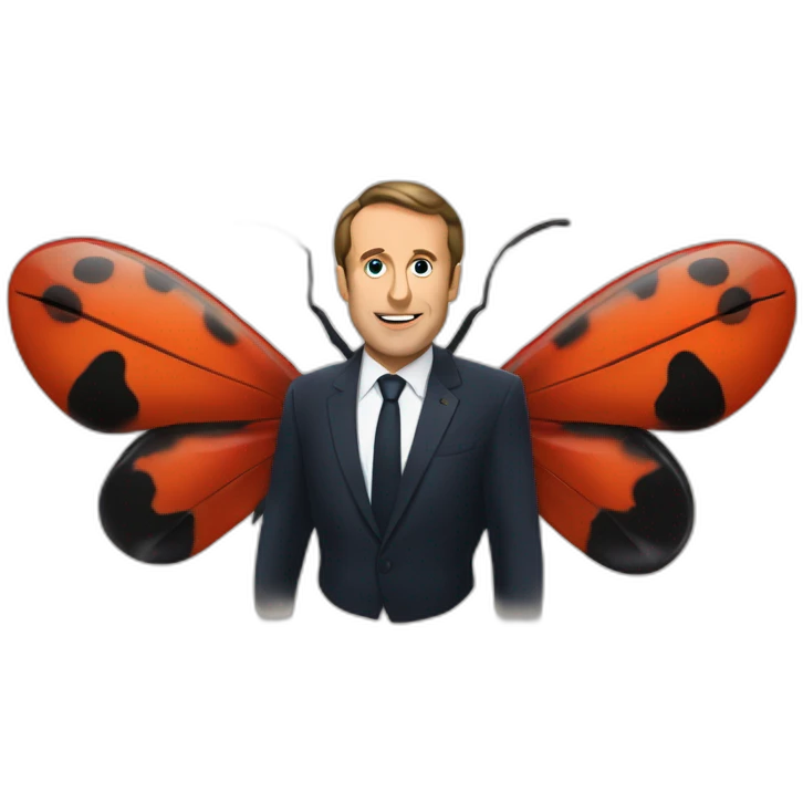 Macron sur une coccinelle emoji