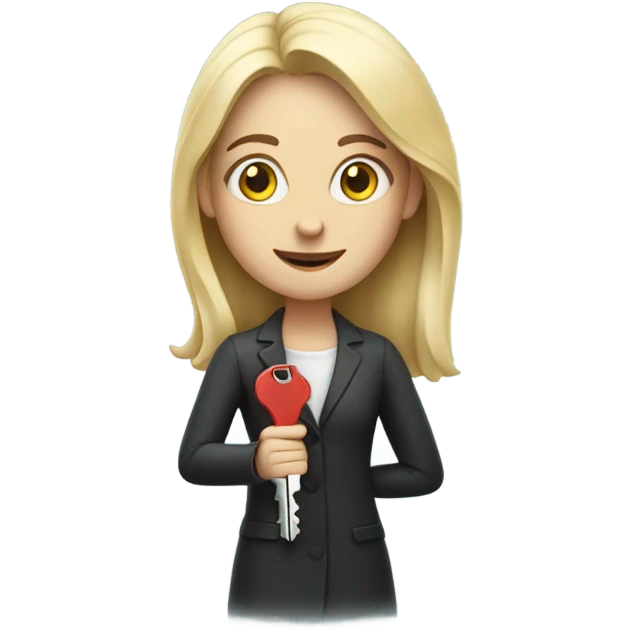 White woman holding keys to her new hou emoji