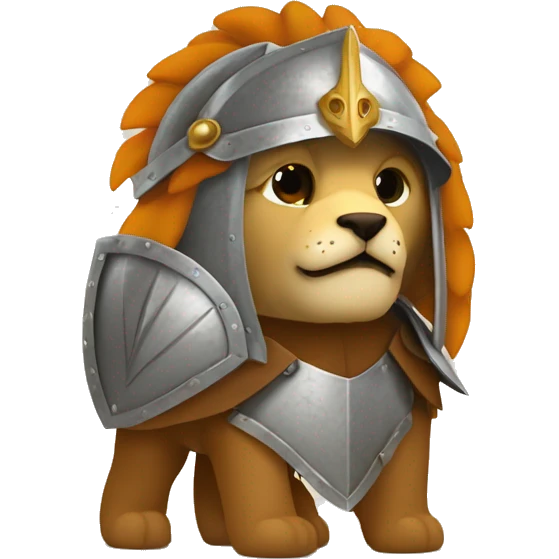 Un león mezclado con un fénix y armadura medieval emoji