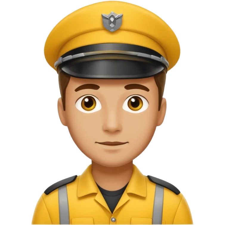 german delivery guy with yellow uniform emoji