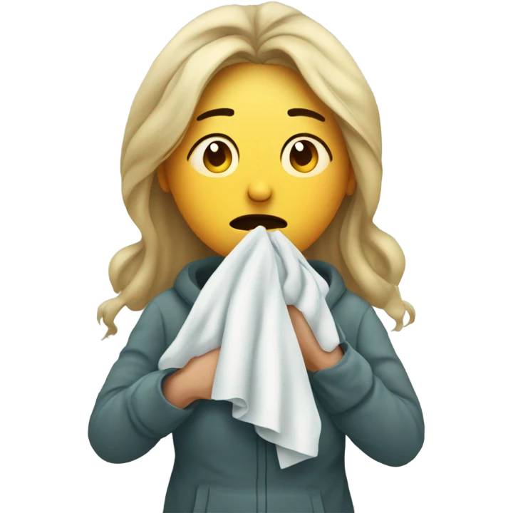 Woman with a cold emoji