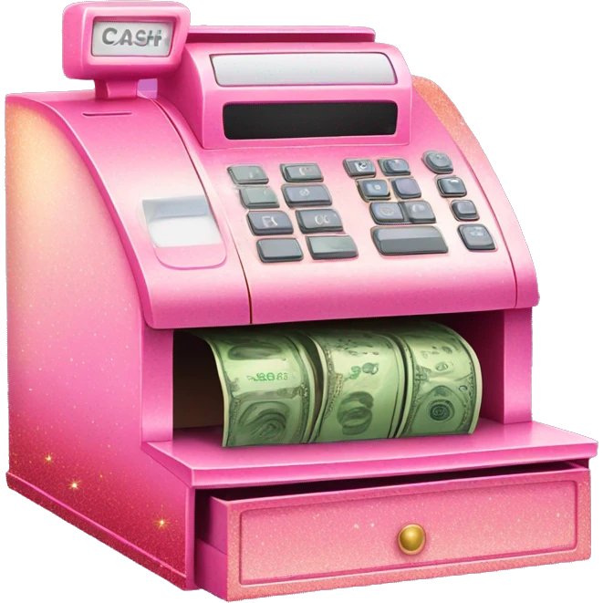 Pink ombré cash register with glitter  emoji