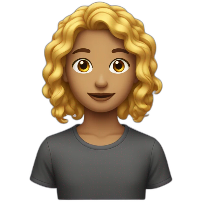 Adolescente cheveux noir ondulés métissée emoji