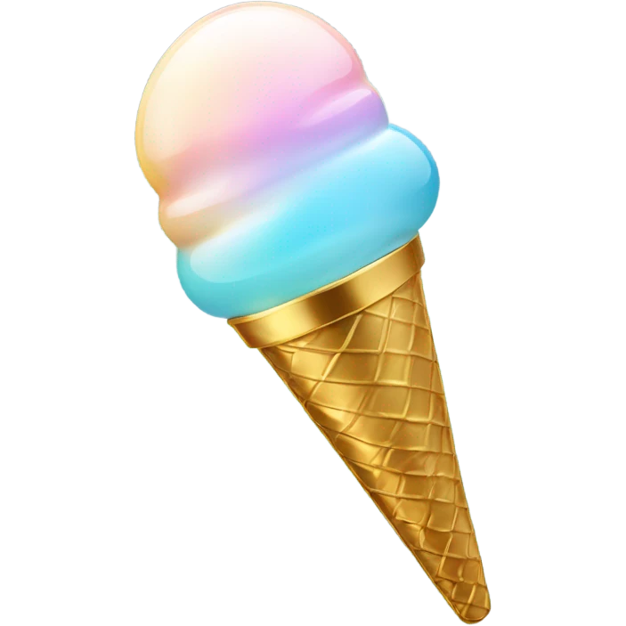 opal Crystal ice cream scoop on gold cone emoji