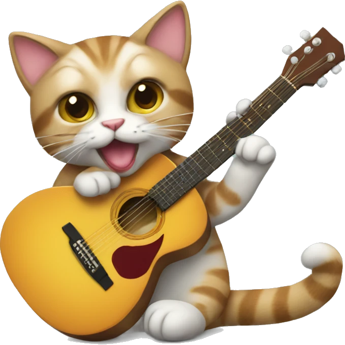 cheerleader cat playing acoustic guitar emoji