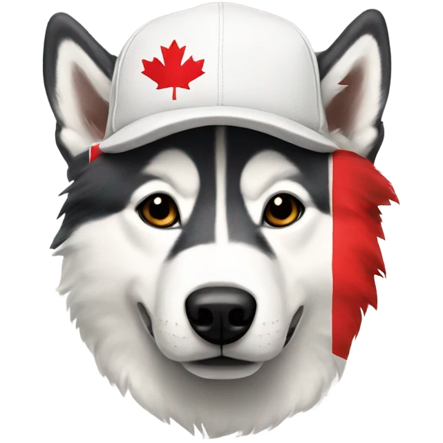 husky wearing canada flag hat emoji