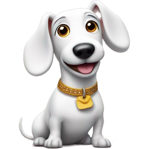 White sausage dog  on a stage musical emoji