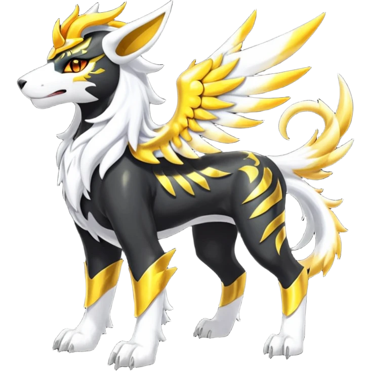 Solarpunk solar aesthetic shiny glowing divine lighting glimmering shimmering Houndoom-Solgaleo-Tigress-Luxray-Trico-Gryphon-fusion (full body) emoji