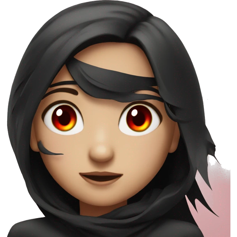 Flying girl with red eyes an black wings emoji