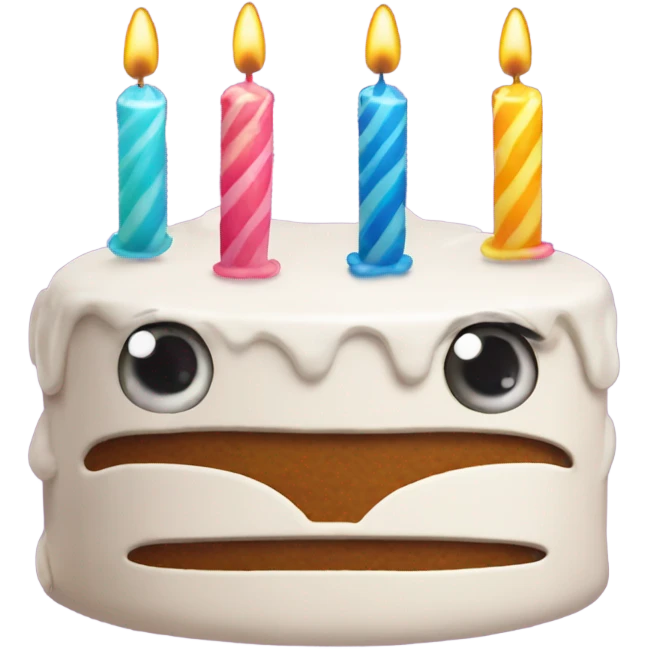 birthday cake with candles and eyes emoji