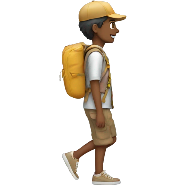 young tourists walking lateral view emoji