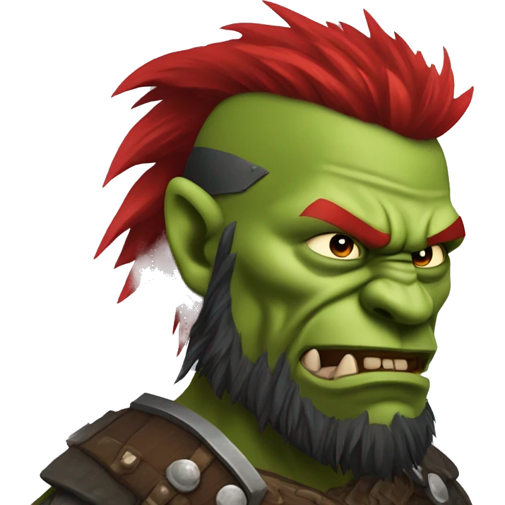 Berserker orc with red beard & red mohican emoji