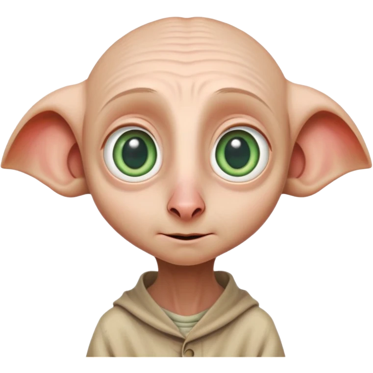 Dobby the house elf with big green eyes, floppy ears, friendly expression emoji
