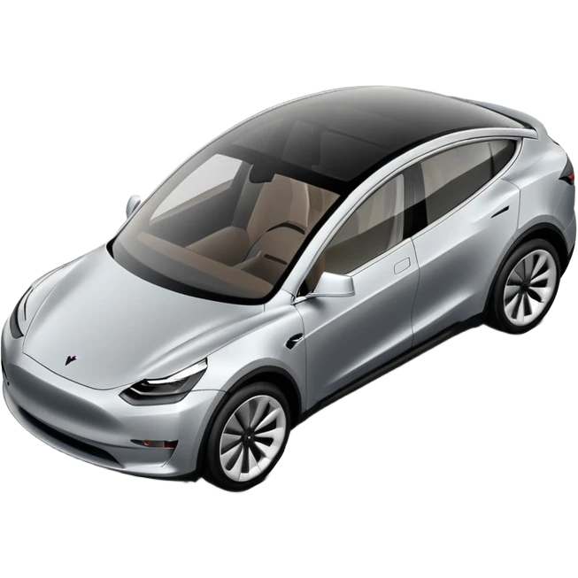 A Tesla Model Y parallel parking in front of a store, from above emoji