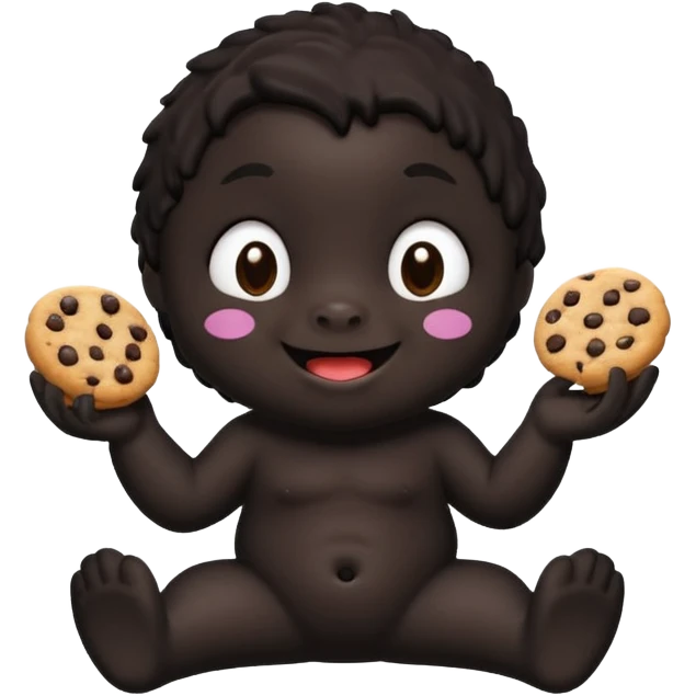 fun dark creature happily eating cookies, playful, cute, cartoon style emoji