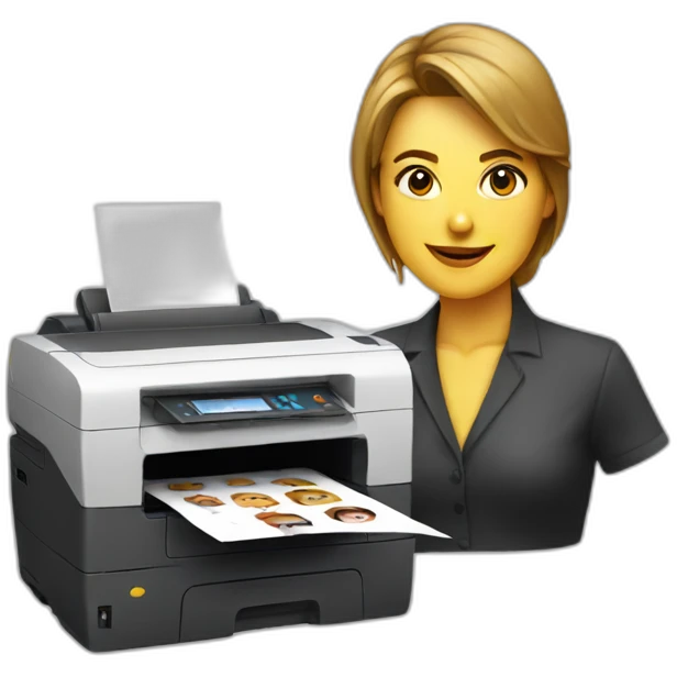 printer with face woman emoji