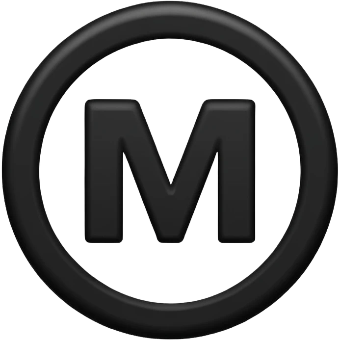 Black Circle with MB written on it emoji