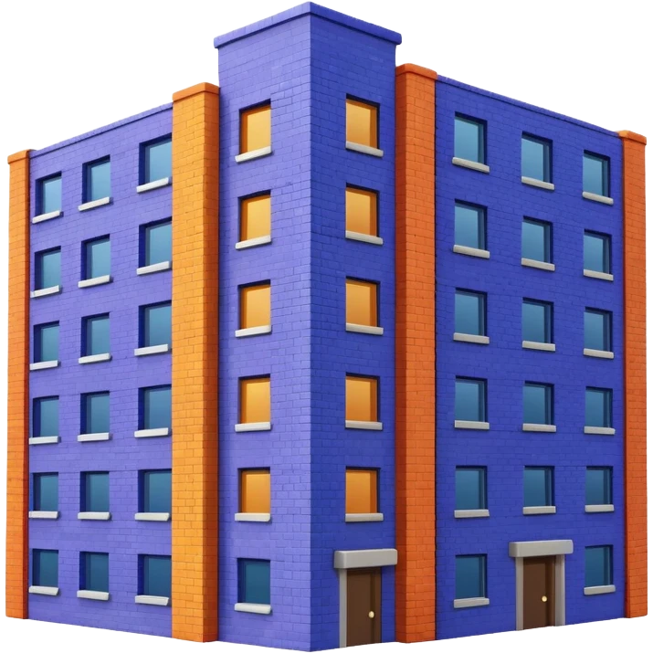 I want a 7 storey building with 7 colours. Starting with violet, indigo, blue, green, yellow, orange , red emoji