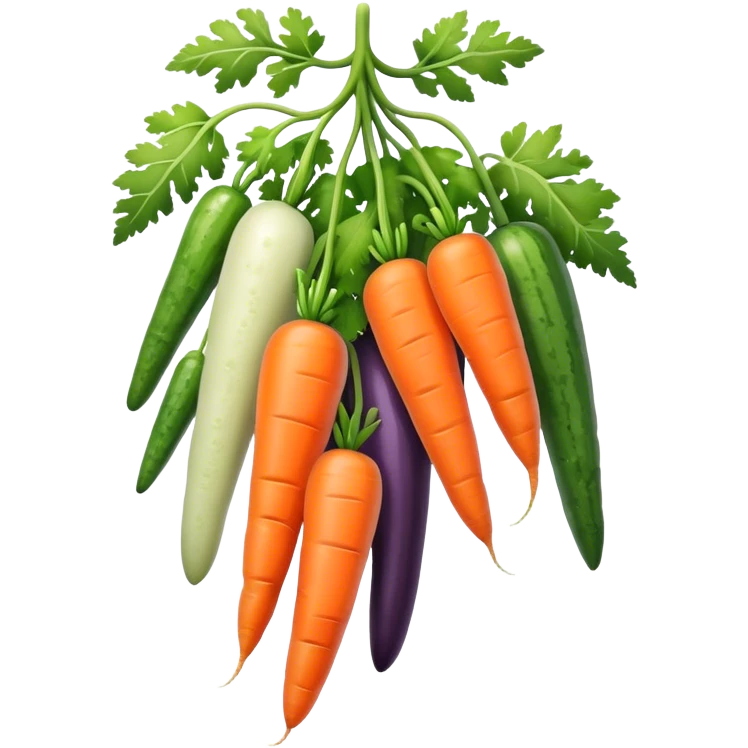 hanging carrot cucumber eggplant emoji