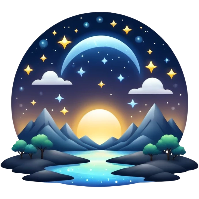 Dark dull divine celestial glistening glossy sparkly shiny glittery scenery  emoji