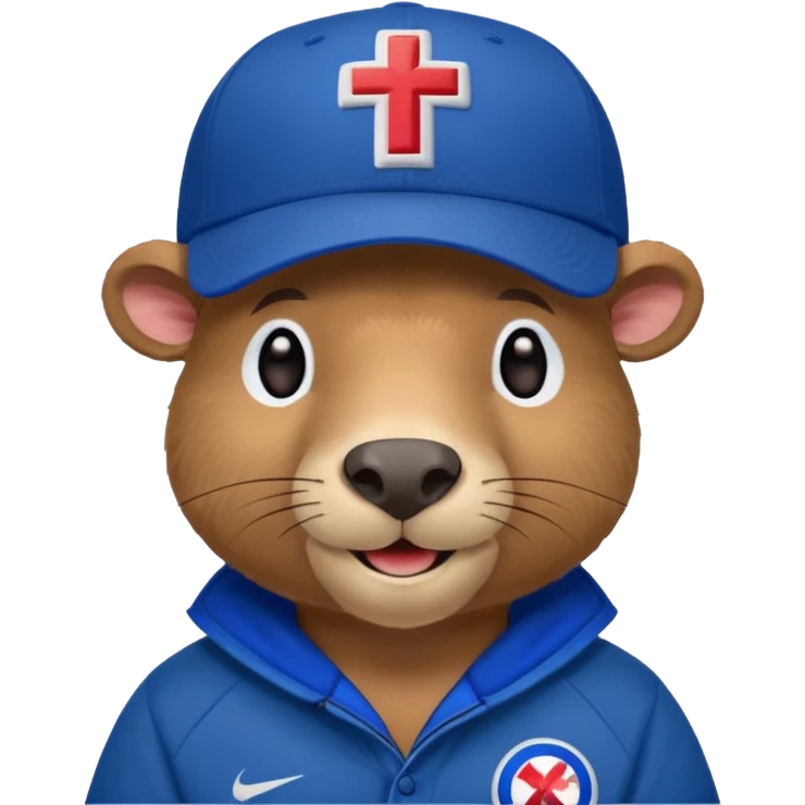 Capibara with a cruz azul cap emoji