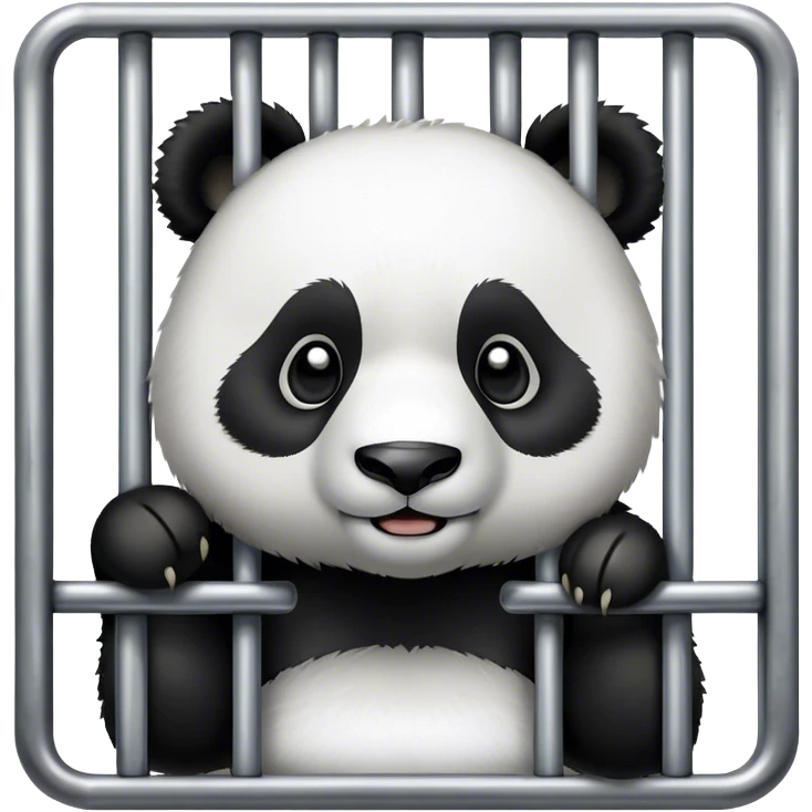 panda inside a cage behind bars emoji