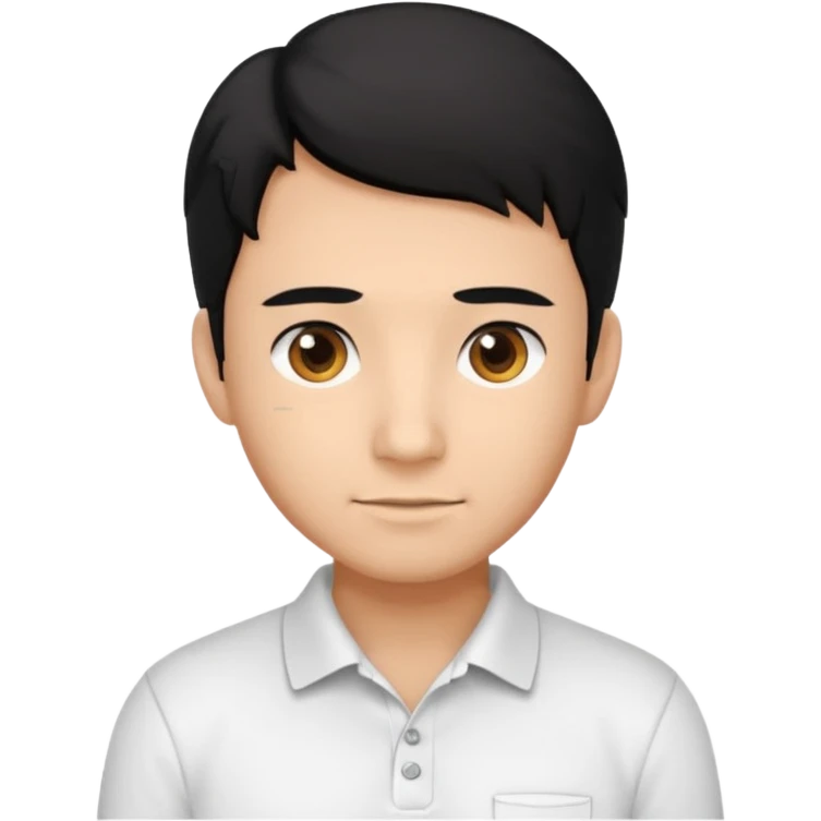 engineer wearing white polo, black hair emoji