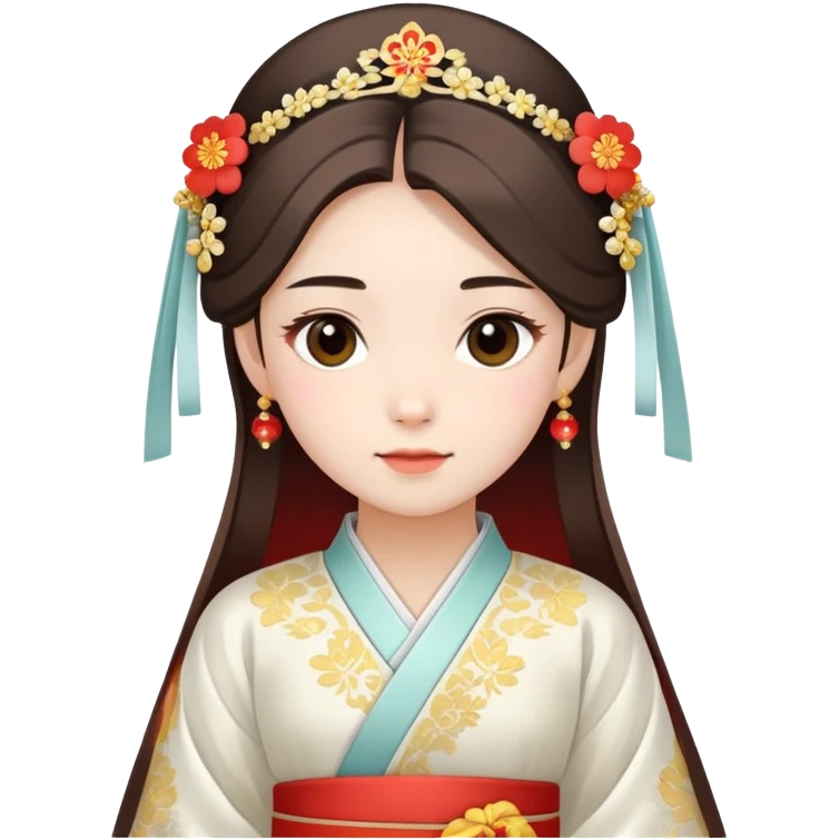 Beautiful girl wearing Hanfu wedding dress emoji
