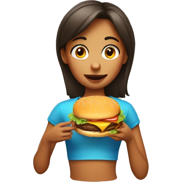 a girl eating a burger emoji