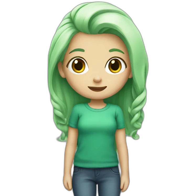 White-bearded little girl with green hair emoji