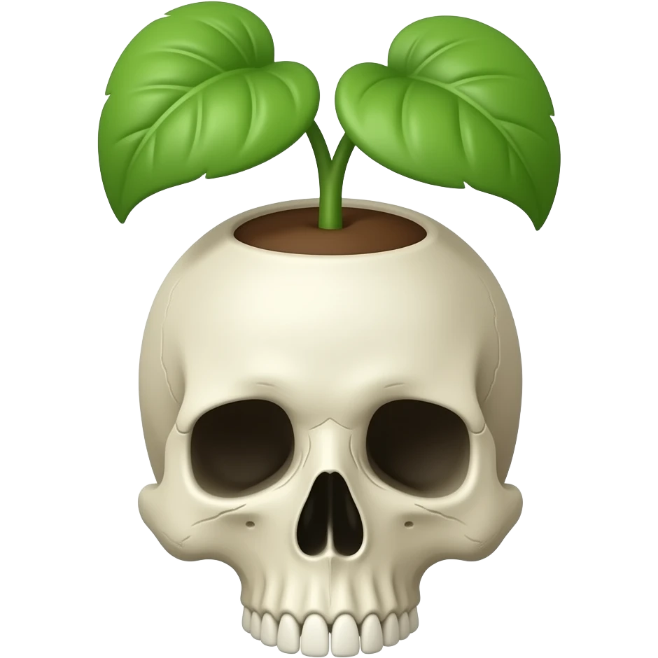 A skull with a plant growing from it emoji