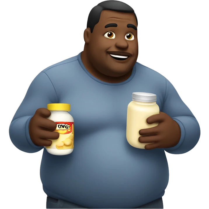 Fat man eating a jar of mayonnaise  emoji