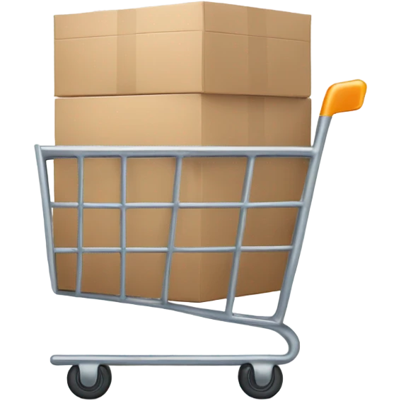 Online industrial style shopping cart with boxes emoji